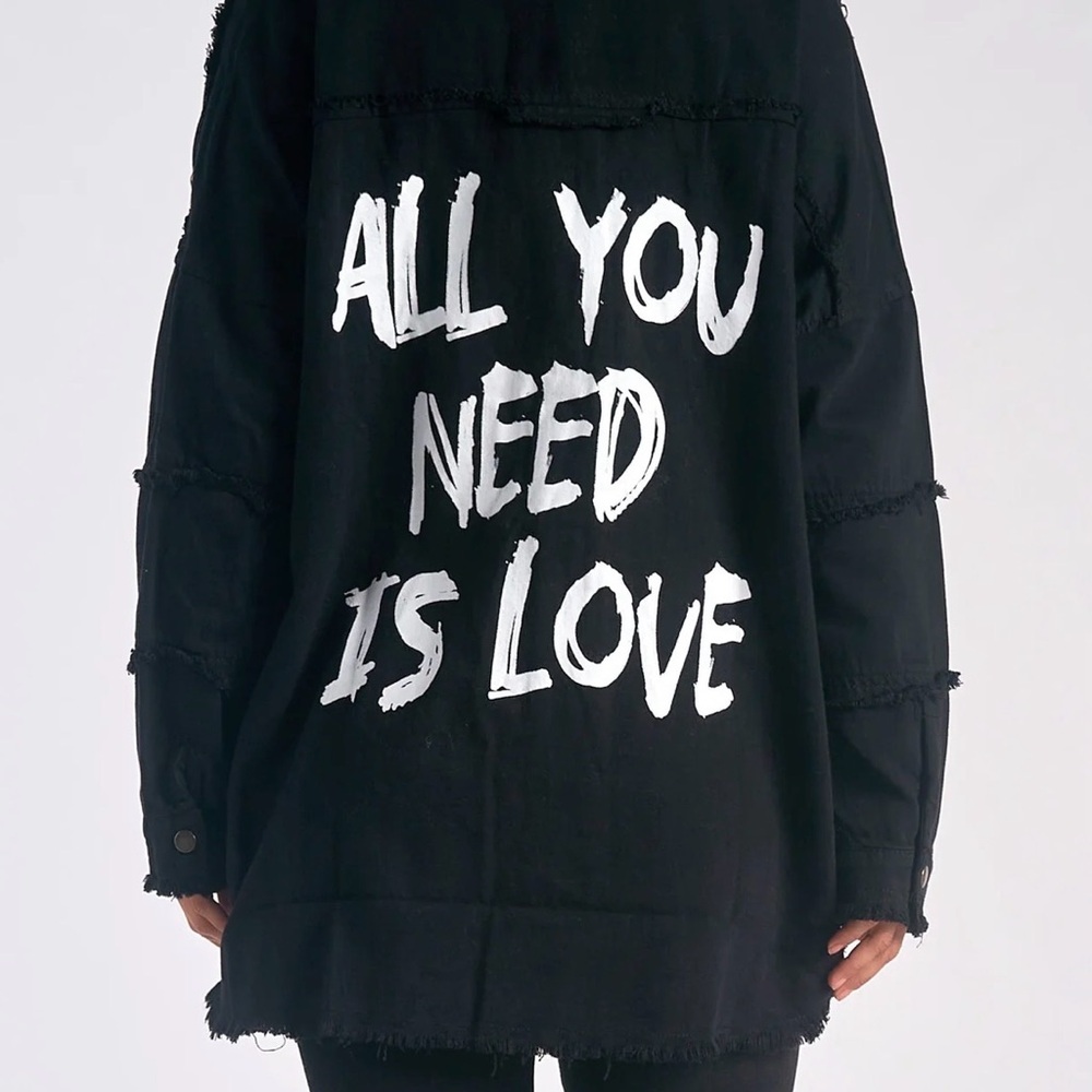 Elan Dawn Jacket with White 'All You Need Is Love' Graphic